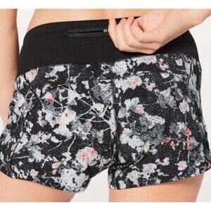 Lululemon Size 6 Run Times Shorts Black Floral